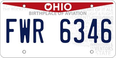 OH license plate FWR6346