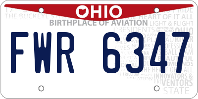 OH license plate FWR6347