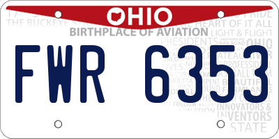 OH license plate FWR6353