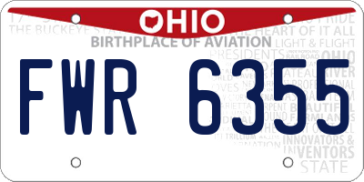 OH license plate FWR6355