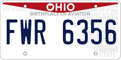 OH license plate FWR6356