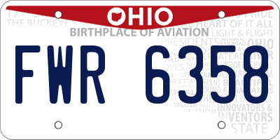 OH license plate FWR6358
