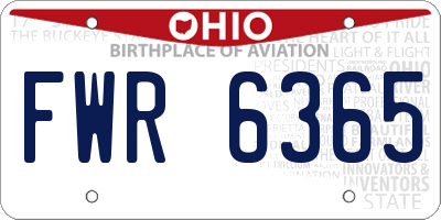 OH license plate FWR6365