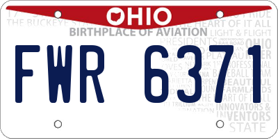 OH license plate FWR6371