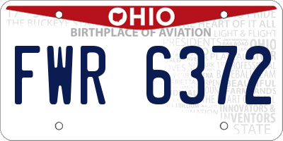 OH license plate FWR6372
