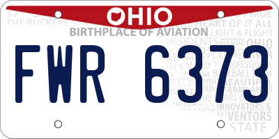 OH license plate FWR6373