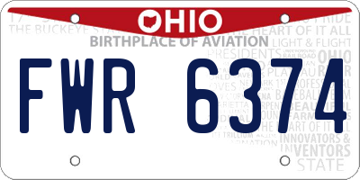 OH license plate FWR6374