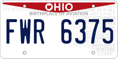 OH license plate FWR6375