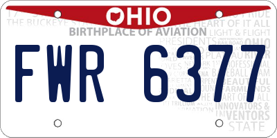 OH license plate FWR6377