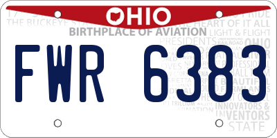 OH license plate FWR6383