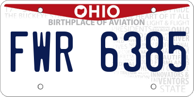 OH license plate FWR6385