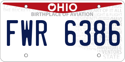 OH license plate FWR6386