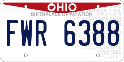 OH license plate FWR6388