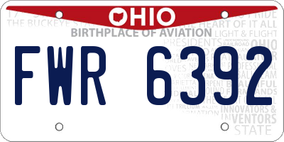 OH license plate FWR6392