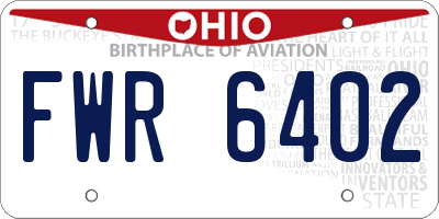 OH license plate FWR6402