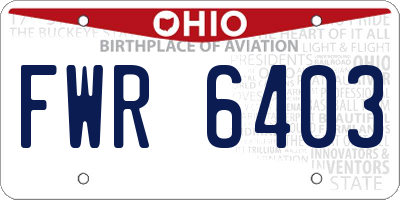 OH license plate FWR6403