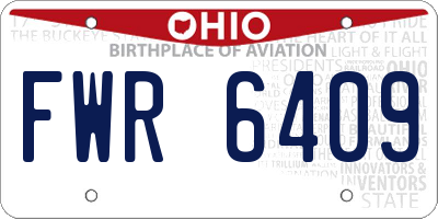 OH license plate FWR6409