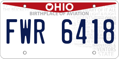OH license plate FWR6418