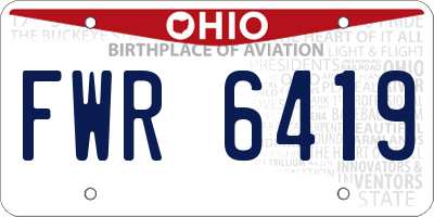 OH license plate FWR6419