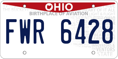 OH license plate FWR6428