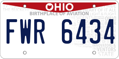 OH license plate FWR6434