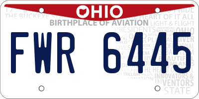 OH license plate FWR6445