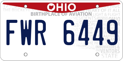 OH license plate FWR6449