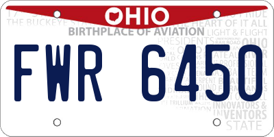 OH license plate FWR6450