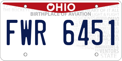 OH license plate FWR6451