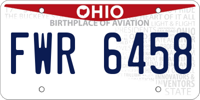OH license plate FWR6458