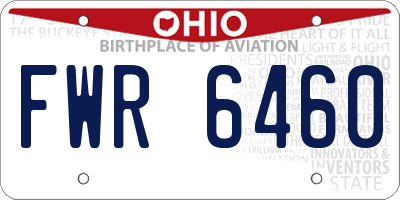 OH license plate FWR6460