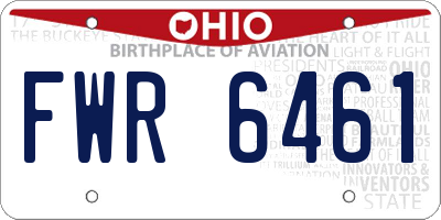 OH license plate FWR6461
