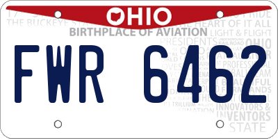 OH license plate FWR6462