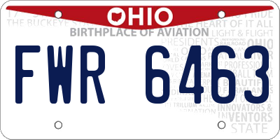 OH license plate FWR6463