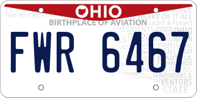 OH license plate FWR6467