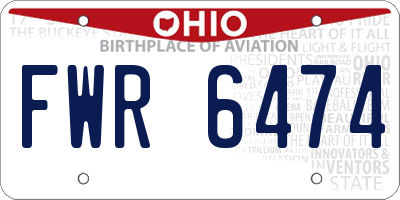 OH license plate FWR6474