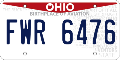 OH license plate FWR6476