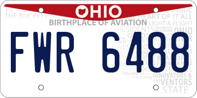 OH license plate FWR6488