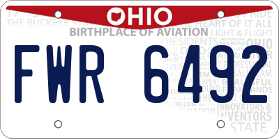 OH license plate FWR6492