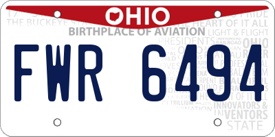 OH license plate FWR6494