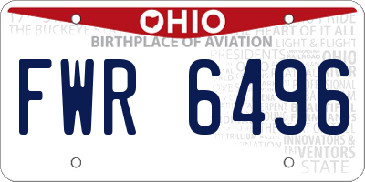 OH license plate FWR6496
