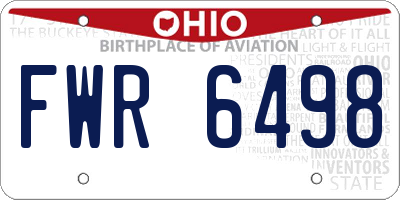 OH license plate FWR6498