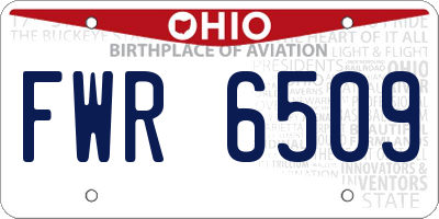OH license plate FWR6509