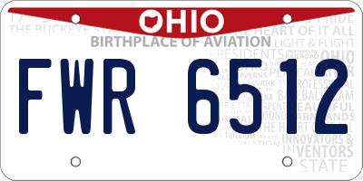 OH license plate FWR6512