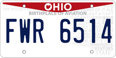 OH license plate FWR6514