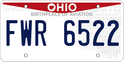 OH license plate FWR6522