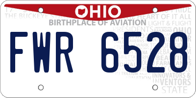 OH license plate FWR6528