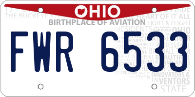 OH license plate FWR6533