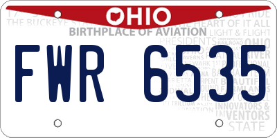 OH license plate FWR6535
