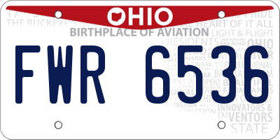 OH license plate FWR6536